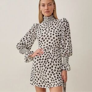 Reformation Polka Dot Mini Dress - Black and White
